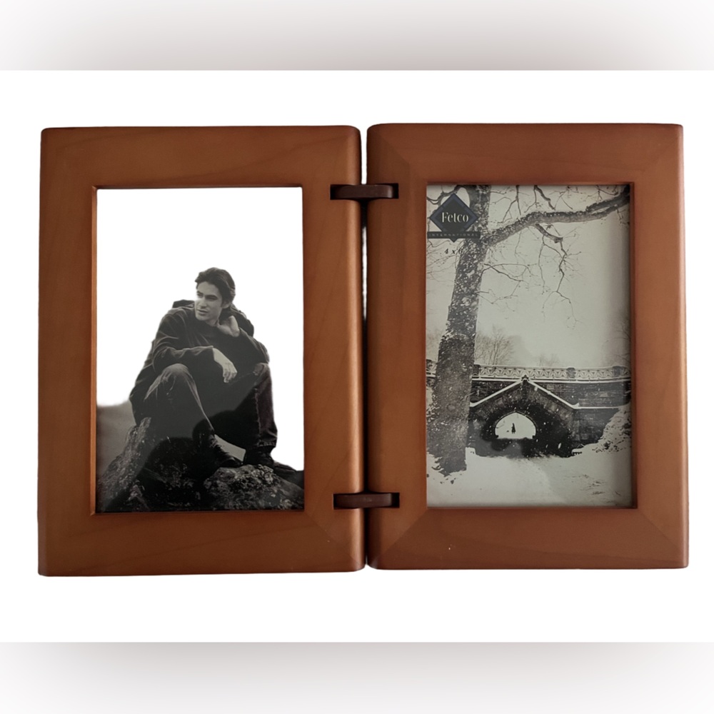 Fetch Rustic Double Wooden Photo Frame – Hinged, 4x6 Picture Display